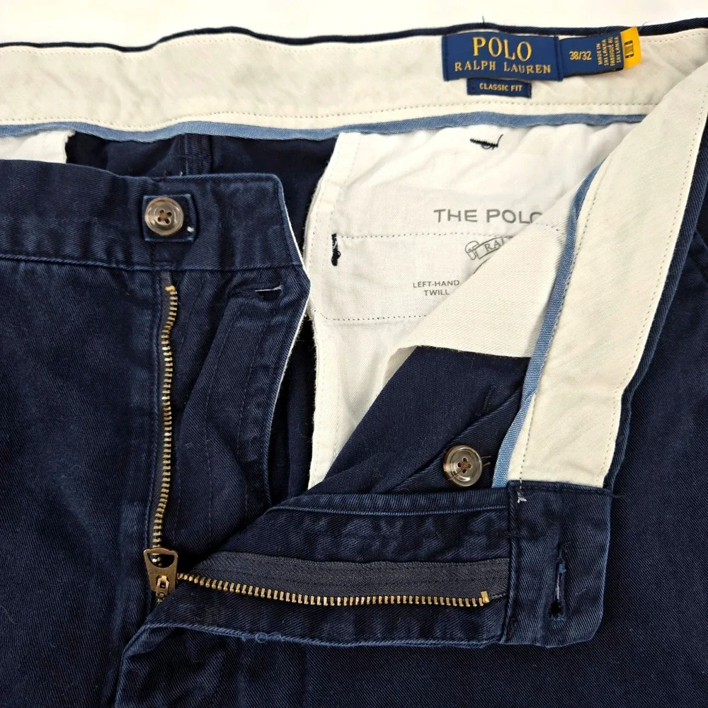 Polo Ralph Lauren Classic Fit Chino Pants 38x32 Navy Blue‎ Twill Cotton Trousers